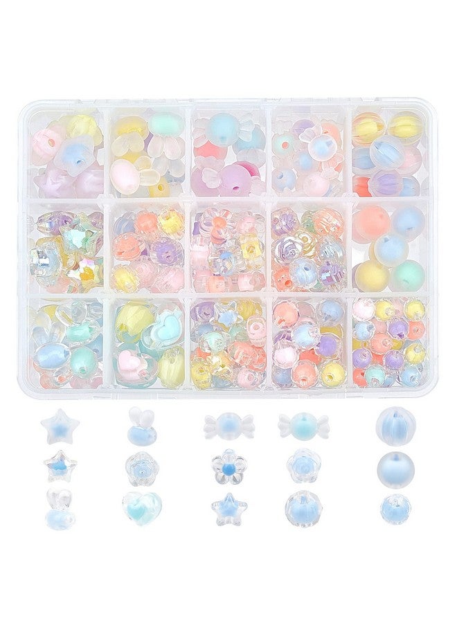 تشجكرافت CHGCRAFT 210 قطعة من خرزات الأكريليك الشفافة على شكل نجوم في خرزات على شكل قلب، خرزات متنوعة على شكل زهرة حلوى دائرية على شكل أرنب من البلاستيك لضفائر الشعر وحبل الهاتف وحزام المعصم، صناعة يدوية - Image 1