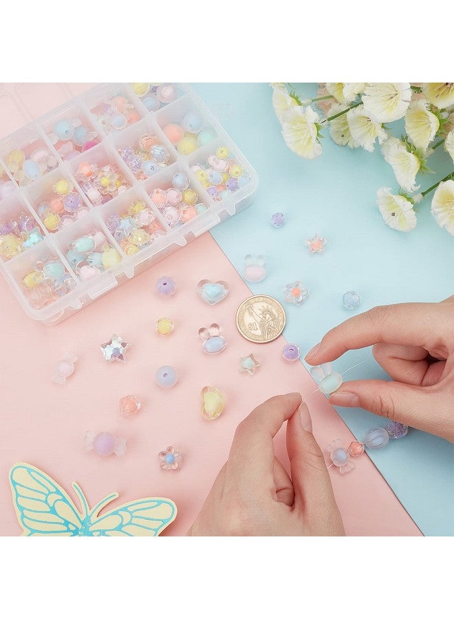 تشجكرافت CHGCRAFT 210 قطعة من خرزات الأكريليك الشفافة على شكل نجوم في خرزات على شكل قلب، خرزات متنوعة على شكل زهرة حلوى دائرية على شكل أرنب من البلاستيك لضفائر الشعر وحبل الهاتف وحزام المعصم، صناعة يدوية - Image 3