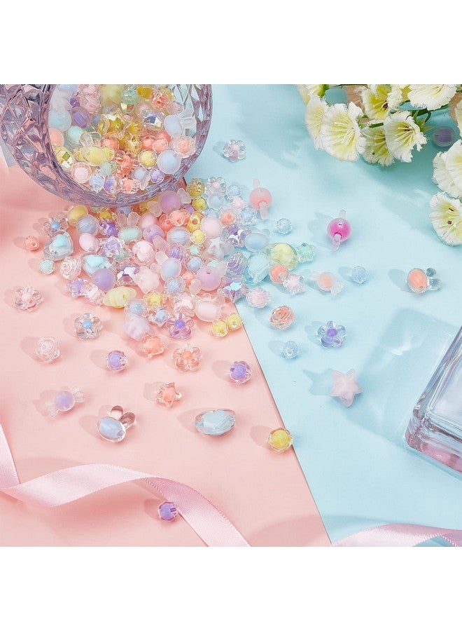 تشجكرافت CHGCRAFT 210 قطعة من خرزات الأكريليك الشفافة على شكل نجوم في خرزات على شكل قلب، خرزات متنوعة على شكل زهرة حلوى دائرية على شكل أرنب من البلاستيك لضفائر الشعر وحبل الهاتف وحزام المعصم، صناعة يدوية - Image 4