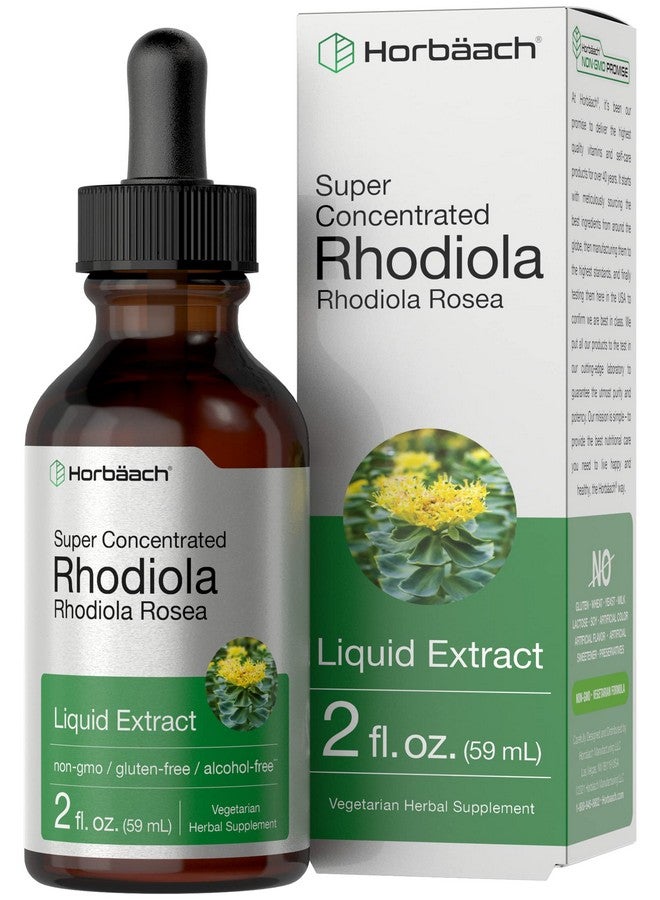 Horbäach Rhodiola Rosea Supplement Tincture | 2 fl oz | Alcohol Free Extract | Super Concentrated Root Liquid | Vegetarian, Non-GMO, Gluten Free - Image 1