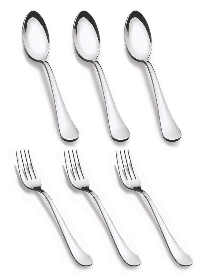 TIARA - Lavish 6 Piece Stainless Steel Dinner Spoon & Fork Set (3 Dinner Spoons, 3 Forks) - Image 1