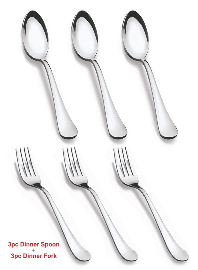 TIARA - Lavish 6 Piece Stainless Steel Dinner Spoon & Fork Set (3 Dinner Spoons, 3 Forks) - Image 4