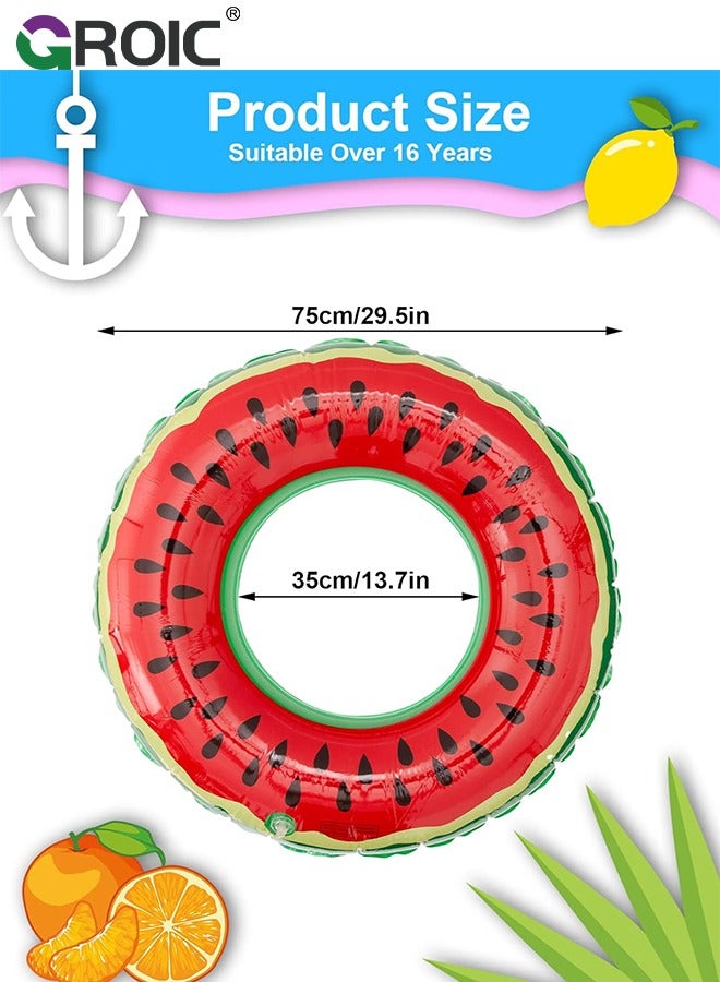 GROIC 3 PCS Swimming Rings with 1 Beach Ball Inflatable Pool Floats for Kids Adults 32.7'' Fruits Pool Floaties Rings Tube Toys for Summer Beach Water Float Party, Swimming Pool, Ocean, Beach Time - Image 3