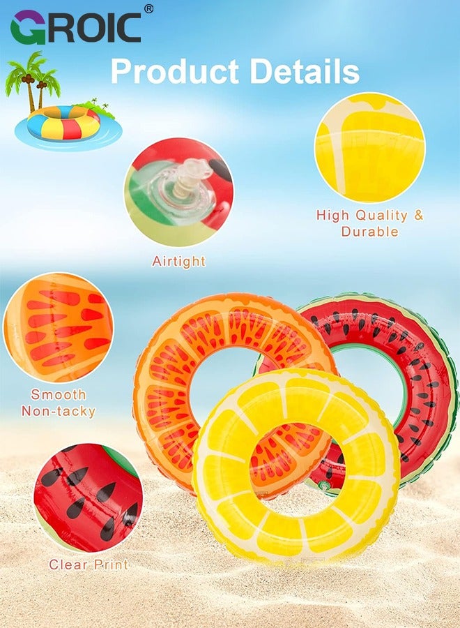 GROIC 3 PCS Swimming Rings with 1 Beach Ball Inflatable Pool Floats for Kids Adults 32.7'' Fruits Pool Floaties Rings Tube Toys for Summer Beach Water Float Party, Swimming Pool, Ocean, Beach Time - Image 2