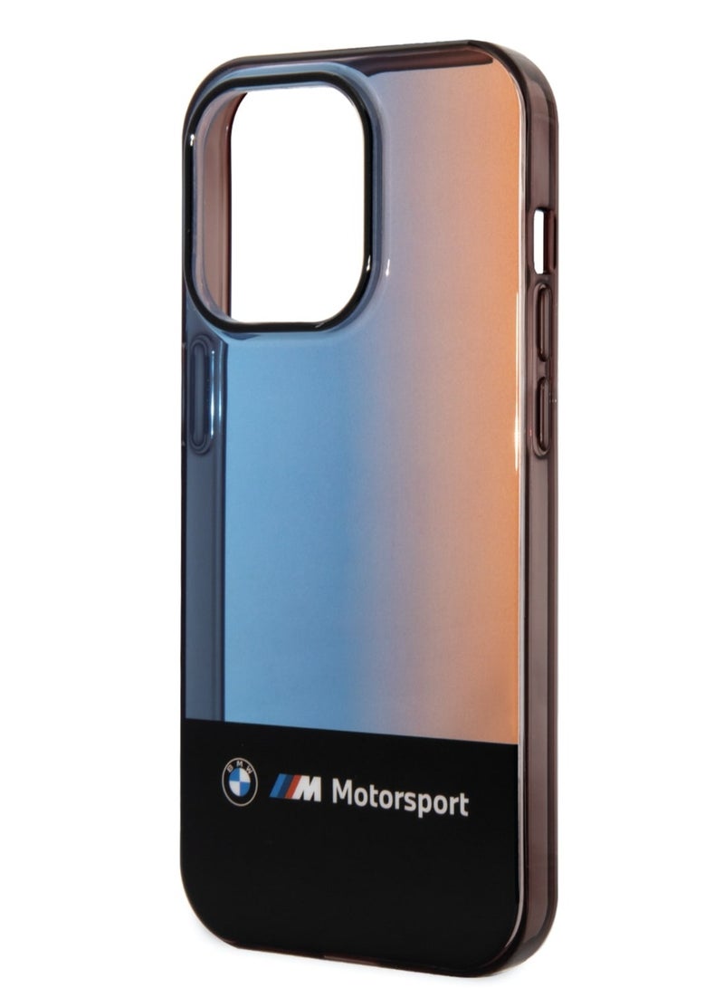 بي إم دبليو حافظة Motorsport Collection PC/TPU IML مع شريط يتلاشى ثلاثي الألوان مطبوع لهاتف ايفون 14 برو - Image 1