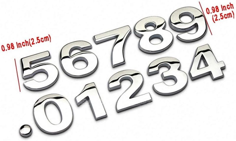ZYHW 1 مجموعة 40 قطعة ملصقات شعار سيارة فضية ثلاثية الأبعاد كروم شارات أرقام وحروف مزيج لاصق - Image 3