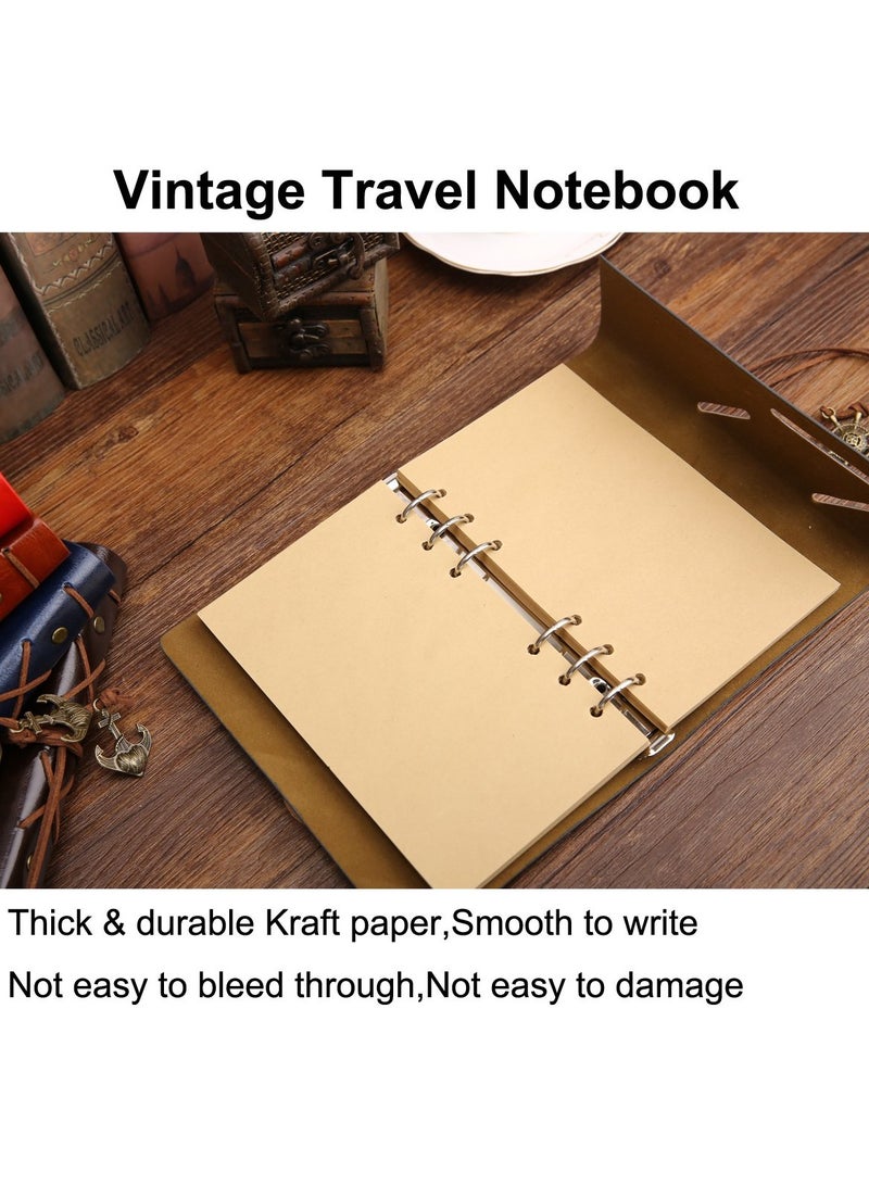 Generic Travelers Notebook Diary, Vintage literature PU, Leather Soft Cover, A6 Refillable Pages, Stationery Gift, with Blank Pages and Retro Pendants 80pages (Deep Blue)  - Image 5