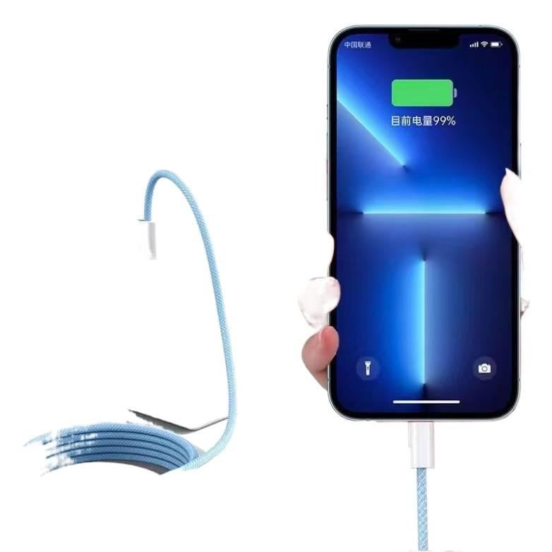 كابل USB-C سريع بقدرة 100W PD وUSB - C إلى USB-C ومضفر لـ شحن الهاتف والتابلت ونقل البيانات واستخدام المحولات والإعداد المكتبي والحمل أثناء السفر iPhone 15 Fast USB. - Image 2