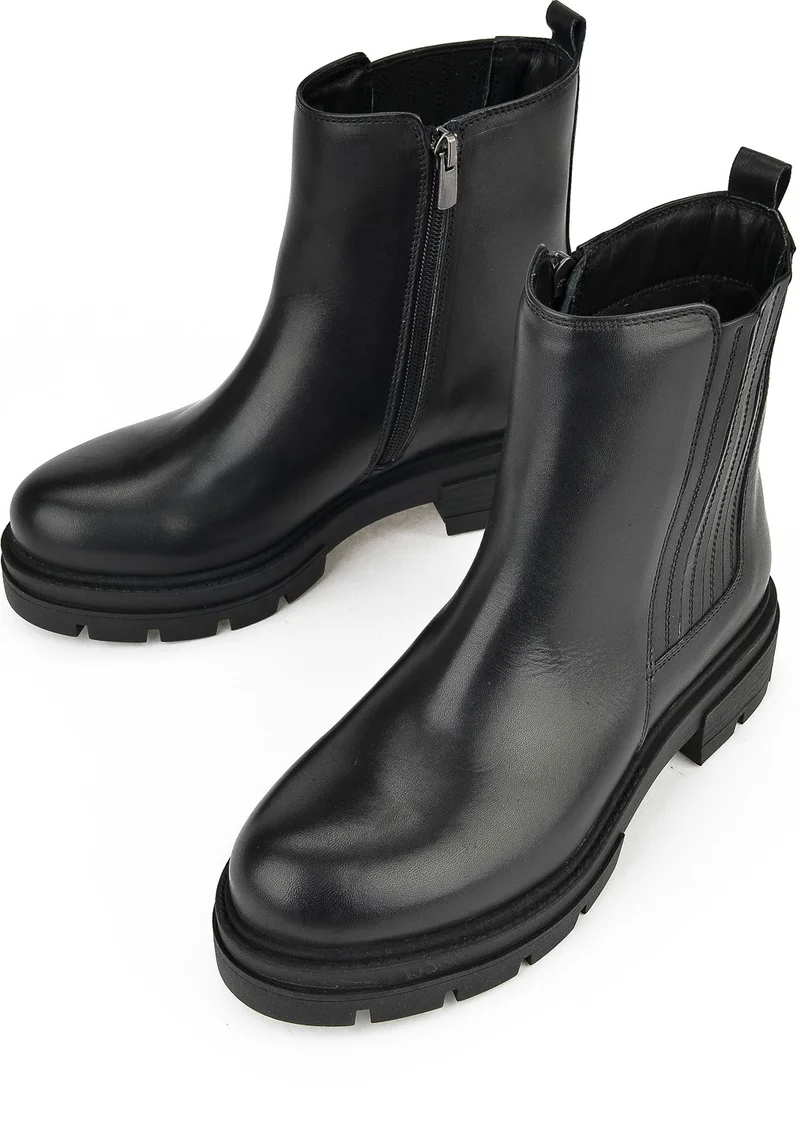 زيا , Women's Genuine Leather Boots 13319Z66302 Black