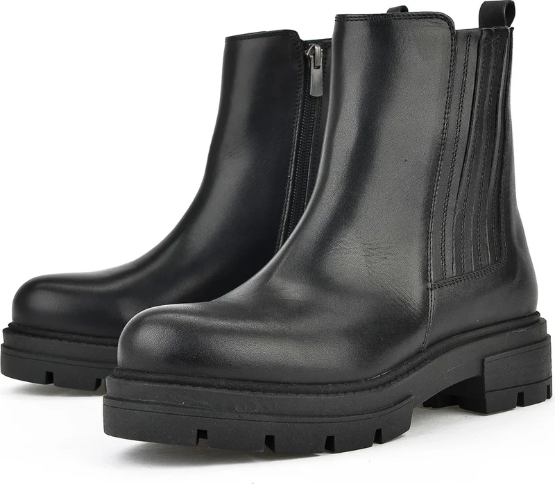 زيا , Women's Genuine Leather Boots 13319Z66302 Black