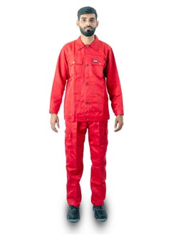 Armour Production Heavy-Duty Protective Workwear Coverall | Full-Body Industrial Safety Suit & Breathable Fabric for Construction, Manufacturing & Hazardous Environments | Red | Size-XL