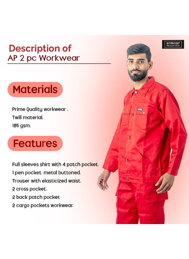 Armour Production - Armour Production Heavy-Duty Protective Workwear Coverall | Full-Body Industrial Safety Suit & Breathable Fabric for Construction, Manufacturing & Hazardous Environments | Red | Size-XL - Image 1