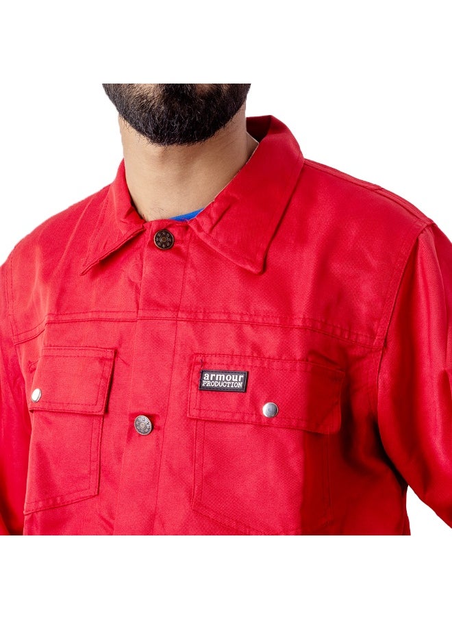 Armour Production - Armour Production Heavy-Duty Protective Workwear Coverall | Full-Body Industrial Safety Suit & Breathable Fabric for Construction, Manufacturing & Hazardous Environments | Red | Size-XL - Image 1