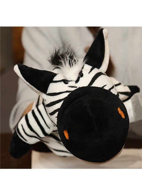 Parent-child Game Gloves Can Perform Movable Doll Mouth Plush Toy Doll Small Theater Animal Hand Puppet-Color:Zebra With Open Mouth