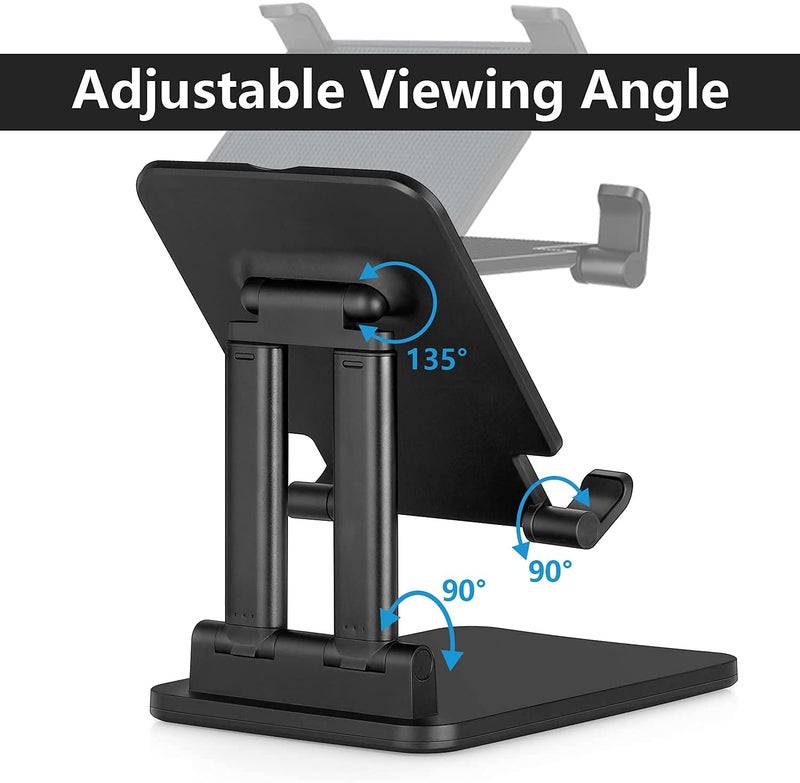 HOLD UP Tablet Holder Solid Sturdy, Dual Tube Foldable for IPAD Pro Holder, Universal Tablet Stand, Portable Monitor Stand Adjustable Height and Viewing Angle Extremely Stable (Black) - Image 3