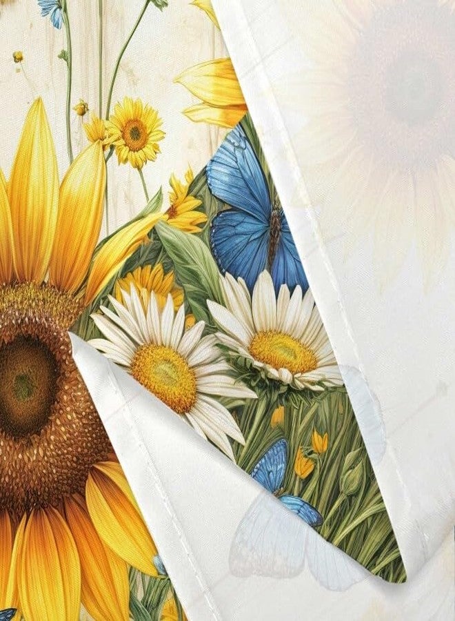 Drgilau Sunflower Shower Curtain, Farmhouse Rustic Country Shower Curtain Rustic Sunflower Shower Curtain Set, Waterproof Yellow Floral Bathroom Curtain Decor Rustic Floral Bath Curtain, Yellow-2 72X72 Inch - Image 4