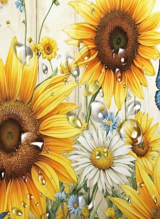 Drgilau Sunflower Shower Curtain, Farmhouse Rustic Country Shower Curtain Rustic Sunflower Shower Curtain Set, Waterproof Yellow Floral Bathroom Curtain Decor Rustic Floral Bath Curtain, Yellow-2 72X72 Inch - Image 5