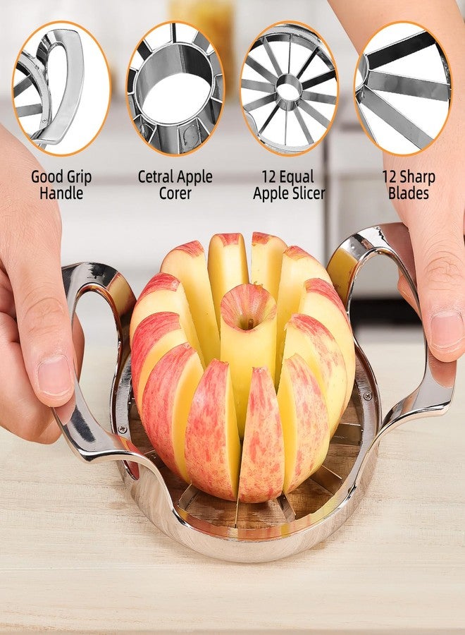 Obsoorth 12 Slices Large Apple Slicer and Corer Easy to Use Heavy Duty Stainless Steel Apple Cutter Ergonomic Handle Easy Grip Pears Divider Tool for Vegetables - Image 3