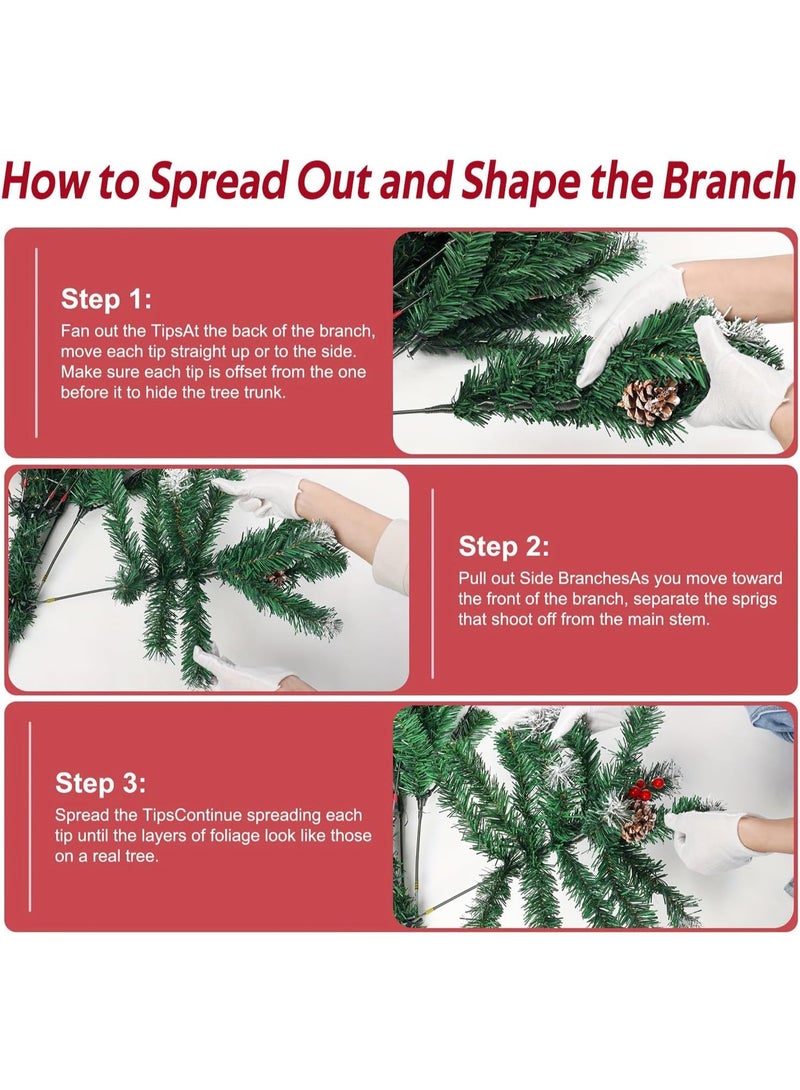 Y&D Artificial Christmas Tree, 6Ft Snow Flocked Xmas Tree with Mixed 850 Branch Tips, Red Holly Berries, Metal Stand, Easy Assembly for Home, Office, Holiday - Image 4