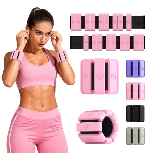 Sonkoloro Adjustable Wrist Weights for Women Men, Leg Weights for Women 0.75lb-1lb Each for Walking, Yoga, Dance, Barre, Gym (Blush, 2.2 lb (2pcs)) - Image 1