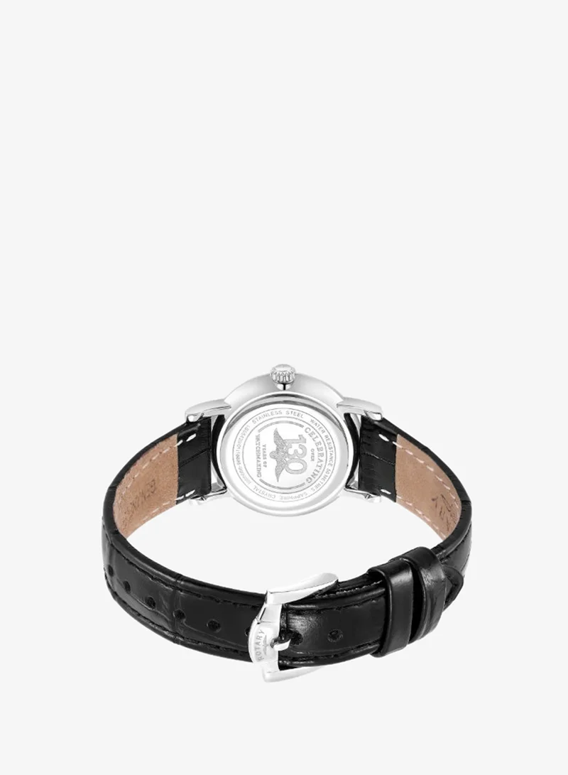 Rotary  Rotary Ladies Heritage White Roman Numeral Dial Stainless Steel Black Leather Strap Watch - LS05420/01 for Women | Best Price UAE