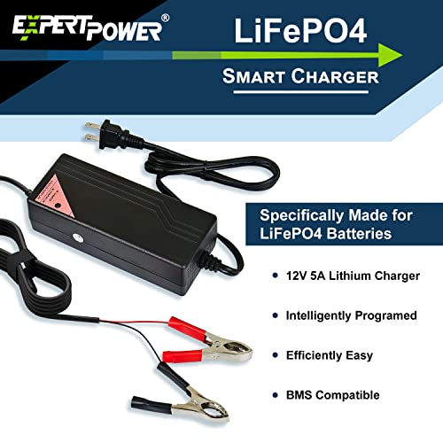 ExpertPower 12V 5A Smart Charger for Lithium LiFePO4 Deep Cycle Rechargeable Batteries - Image 3