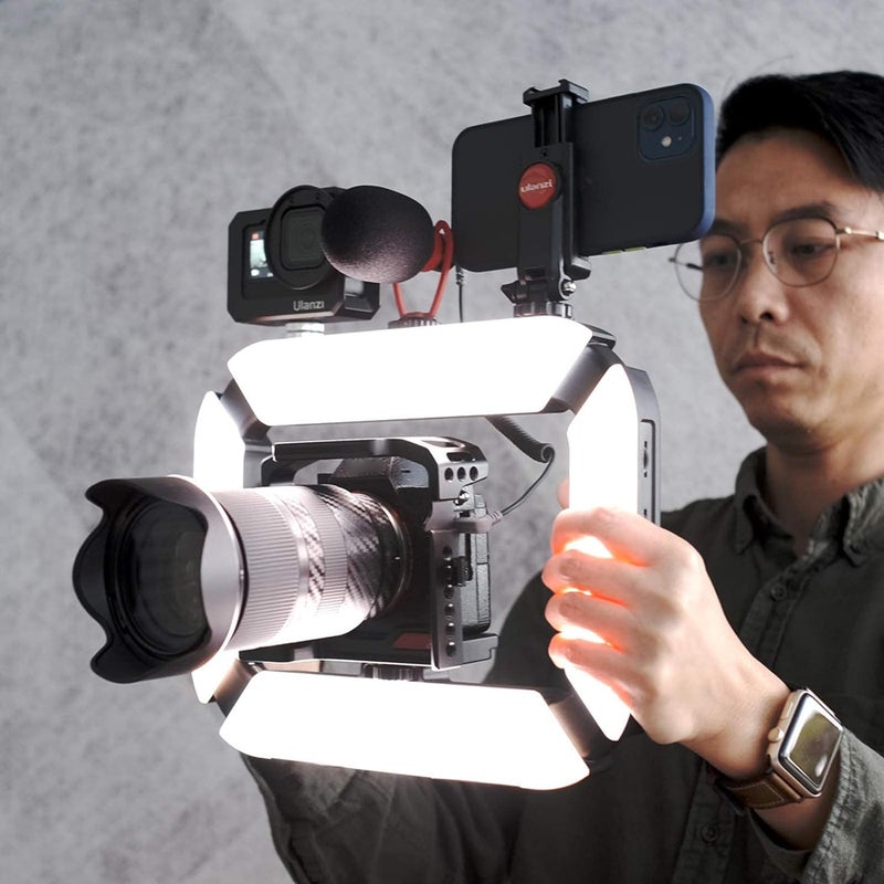PICTRON حامل فيديو للهواتف الذكية ULANZI U200 مع stabilizer فيديو للهواتف، ضوء حلقة LED، ضوء سيلفي للهواتف الذكية، كاميرا أكشن، يوتيوب، بلوق، صناعة الأفلام، مكياج - Image 4