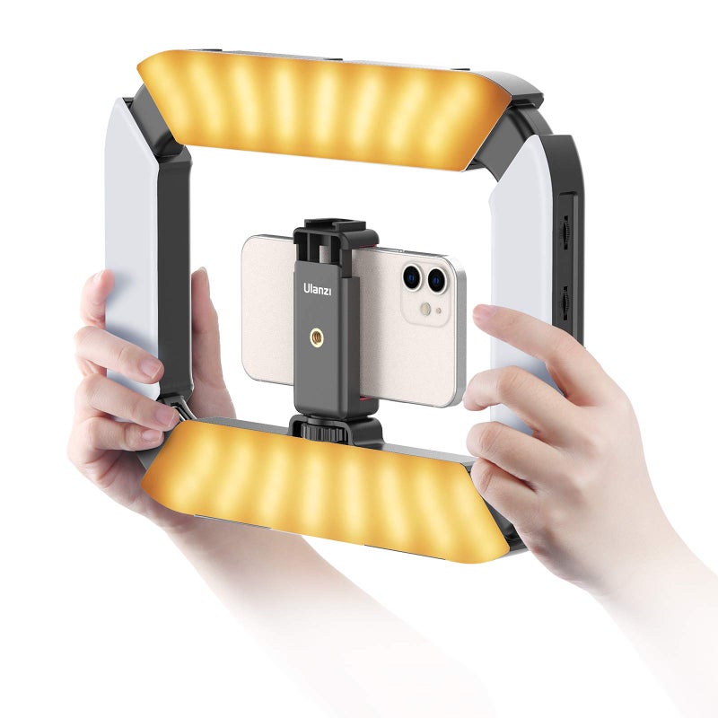 PICTRON حامل فيديو للهواتف الذكية ULANZI U200 مع stabilizer فيديو للهواتف، ضوء حلقة LED، ضوء سيلفي للهواتف الذكية، كاميرا أكشن، يوتيوب، بلوق، صناعة الأفلام، مكياج - Image 1