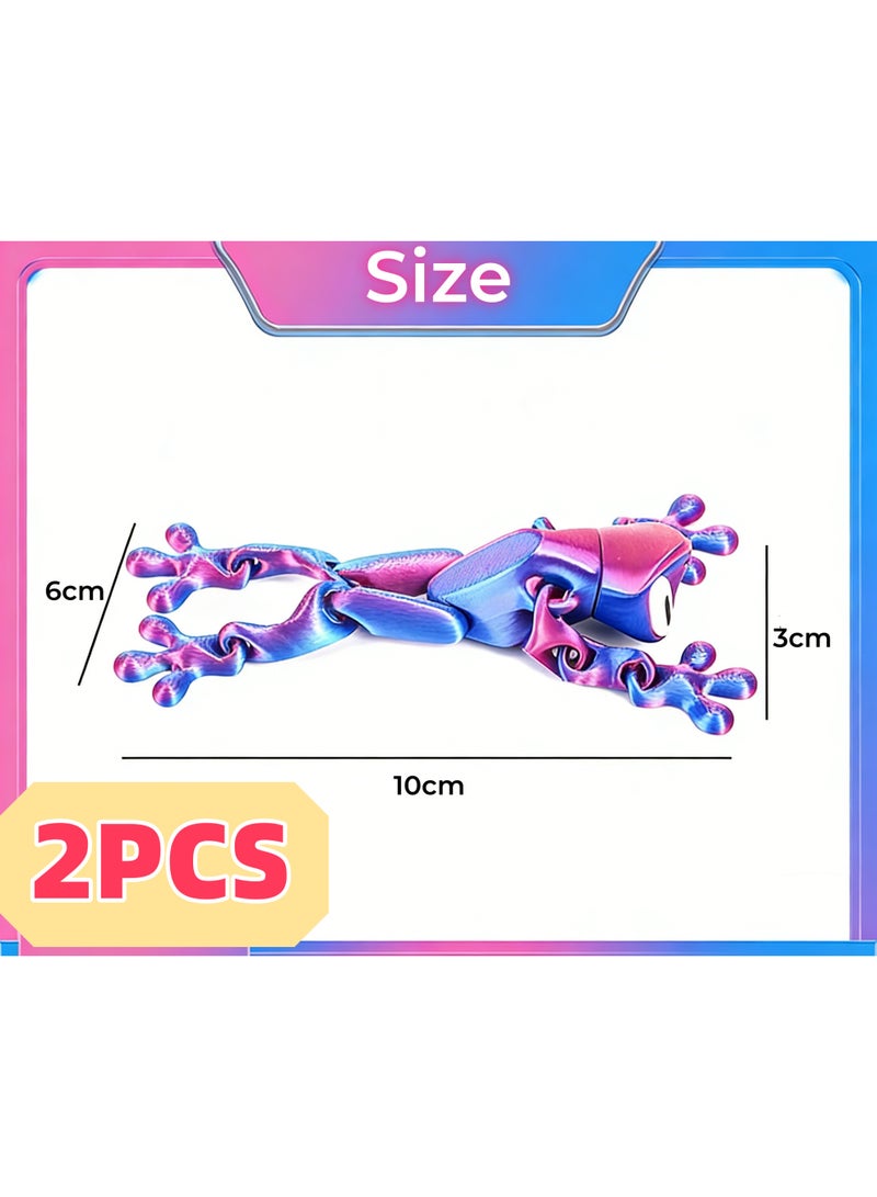 2 Pack 3D Printed Magnet Frog Toy, Funny Refrigerator Magnetic Fridge, Realistic with Multiple Movable Joints Articulated for Metal Surfaces, Home Kitchen Office Decor (Pastel Color) - Image 5