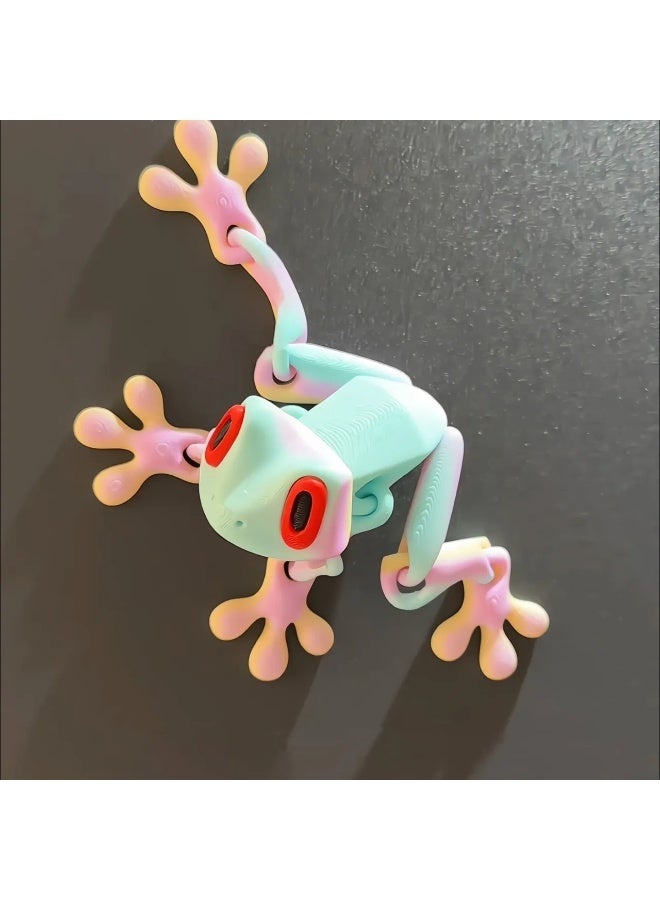 2 Pack 3D Printed Magnet Frog Toy, Funny Refrigerator Magnetic Fridge, Realistic with Multiple Movable Joints Articulated for Metal Surfaces, Home Kitchen Office Decor (Pastel Color) - Image 2
