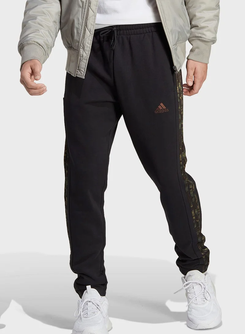 Adidas 3 Stripes French Terry Tapered Elastic Pants