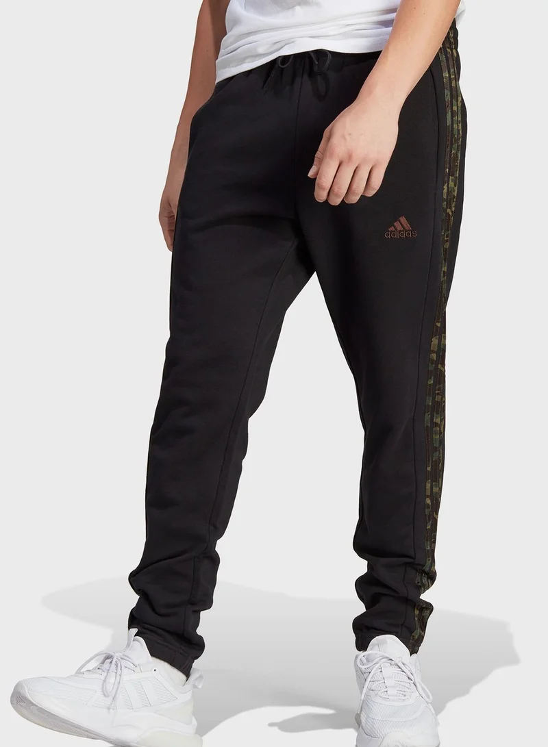 Adidas 3 Stripes French Terry Tapered Elastic Pants