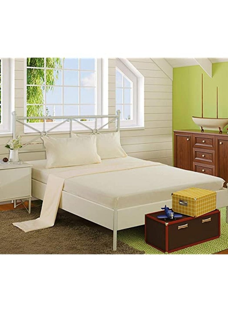 طقم ملاية سرير اطفال استك مايكروفايبر من لانتيك مقاس 220*180 سم مكون من 3 قطع لون اوف وايت