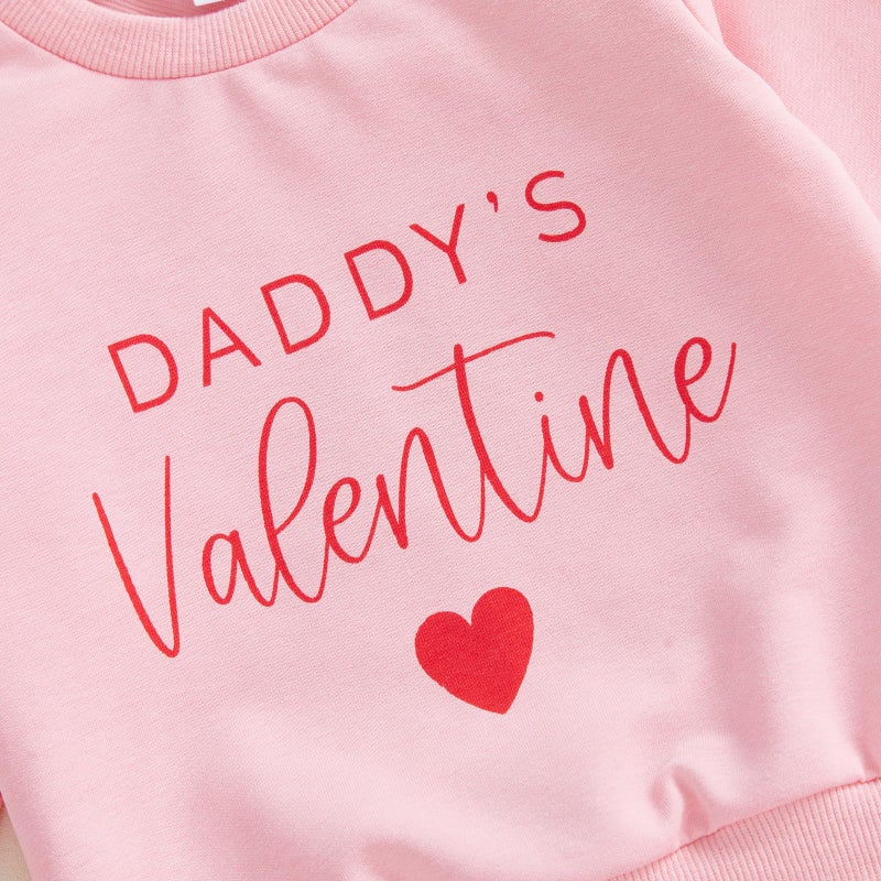Thorn Tree My First Valentines Day Baby Girl Outfit Long Sleeve Newborn Sweater Pants Fall Winter Clothes Toddler Outfits (Pink Daddy, 0-6 Months) - Image 4