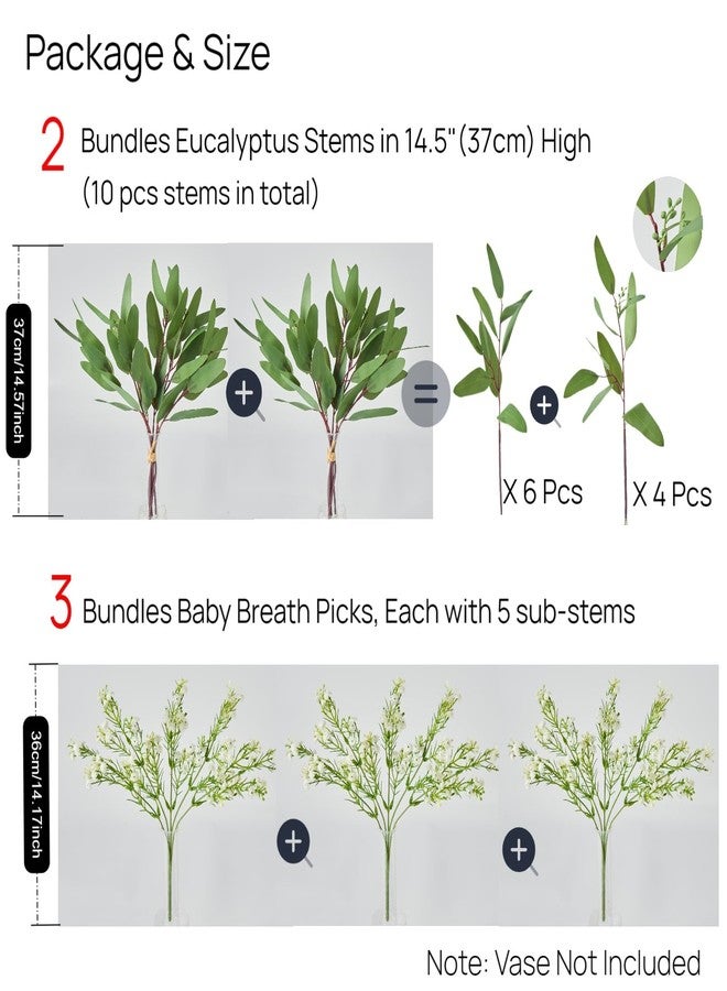 Avoeco Baby’s Breath Artificial Flowers and Mixed Fake Eucalyptus Stems– Real Touch Faux Gypsophila Picks for DIY Wedding Bouquets, Centerpieces, Floral Arrangements & Home Decorwers (14) - Image 5