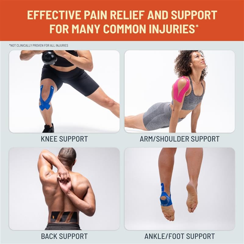 KT Tape, Original Cotton, Elastic Kinesiology Athletic Tape, 20 Count, 10â€ Precut Strips, Pink - Image 2