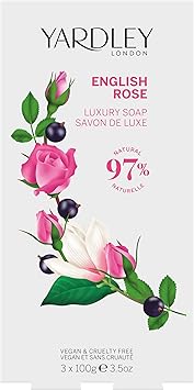 Yardley London English Rose Soap Moisturising Solid Soap Bar for Women Finely Milled Soap Bar with Notes of Citrus and Magnolia 3x100g - Image 2