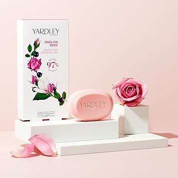 Yardley London English Rose Soap Moisturising Solid Soap Bar for Women Finely Milled Soap Bar with Notes of Citrus and Magnolia 3x100g - Image 3