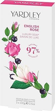 Yardley London English Rose Soap Moisturising Solid Soap Bar for Women Finely Milled Soap Bar with Notes of Citrus and Magnolia 3x100g - Image 1