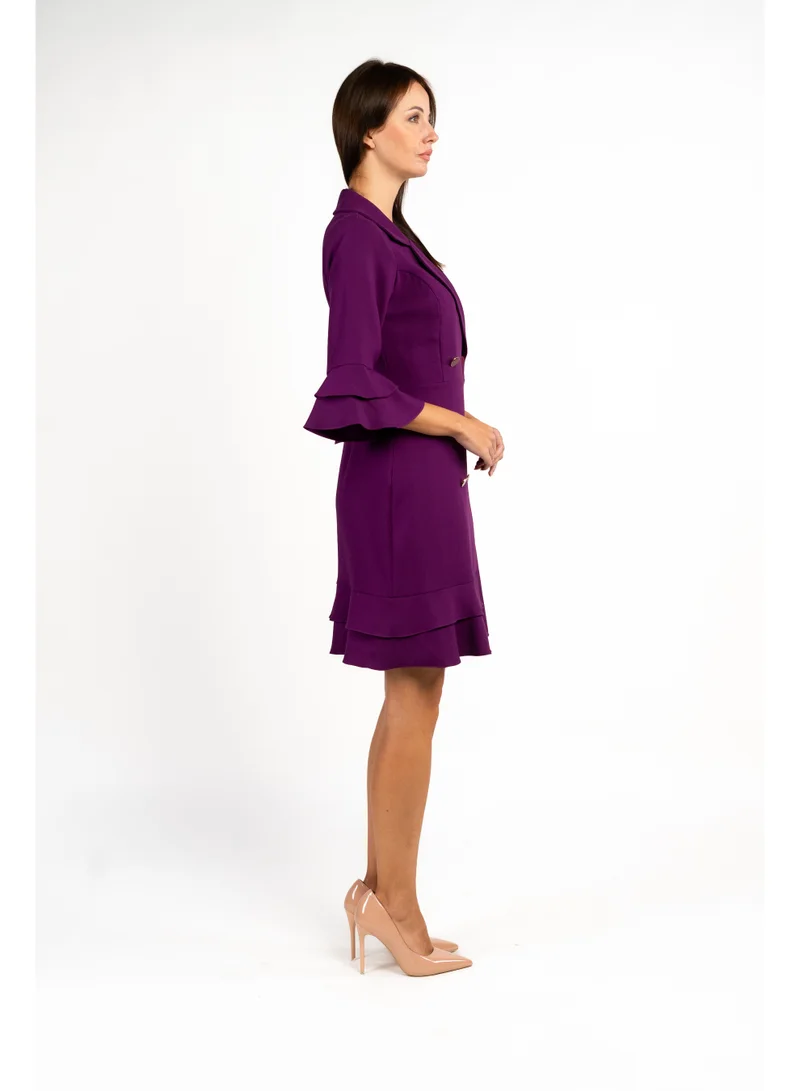 Fashonara royal purple Ruffled Purple Blazer Dress for Women | Best Price UAE