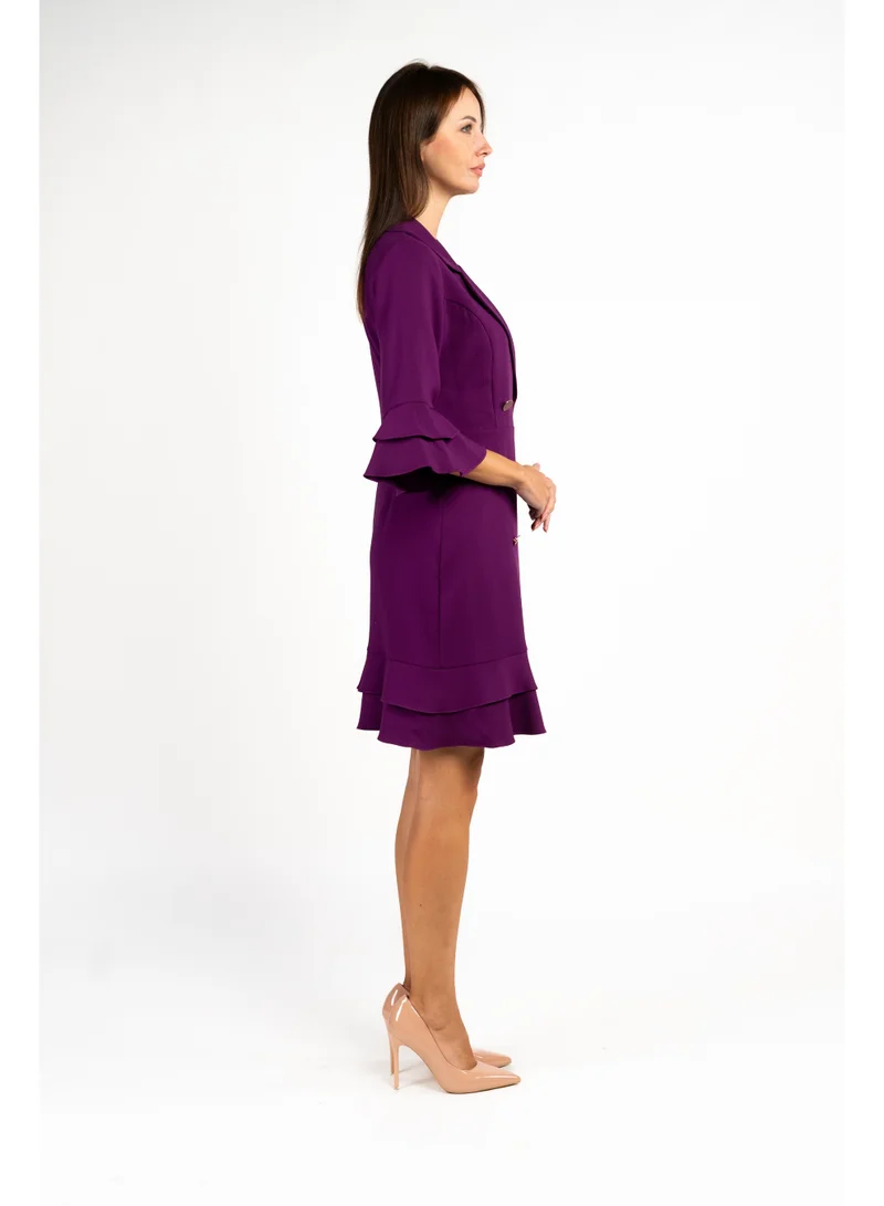 Fashonara royal purple Ruffled Purple Blazer Dress for Women | Best Price UAE