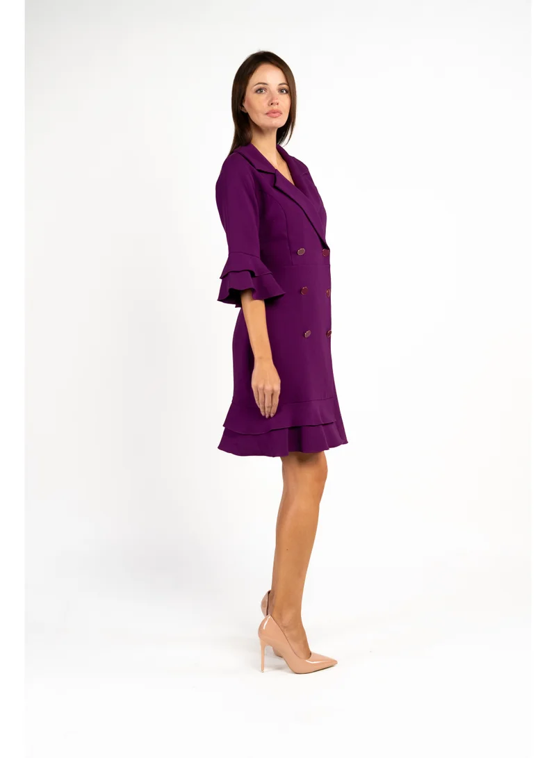 Fashonara royal purple Ruffled Purple Blazer Dress for Women | Best Price UAE