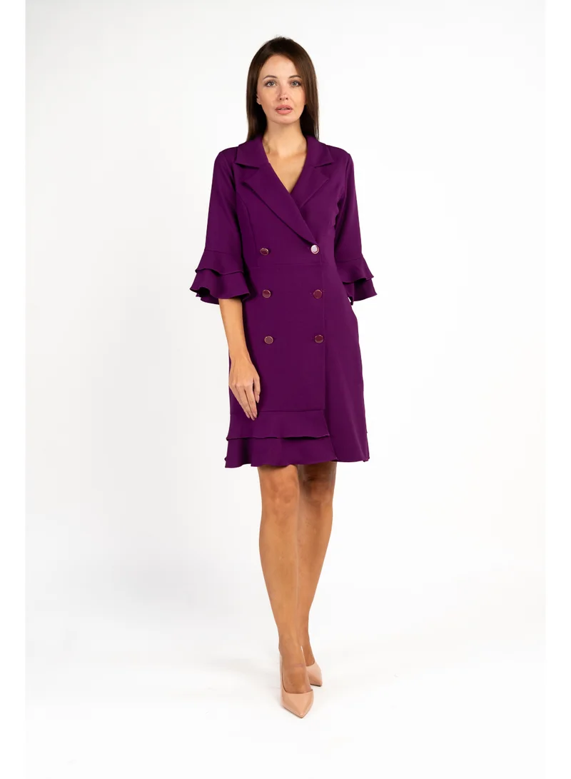 Fashonara royal purple Ruffled Purple Blazer Dress for Women | Best Price UAE