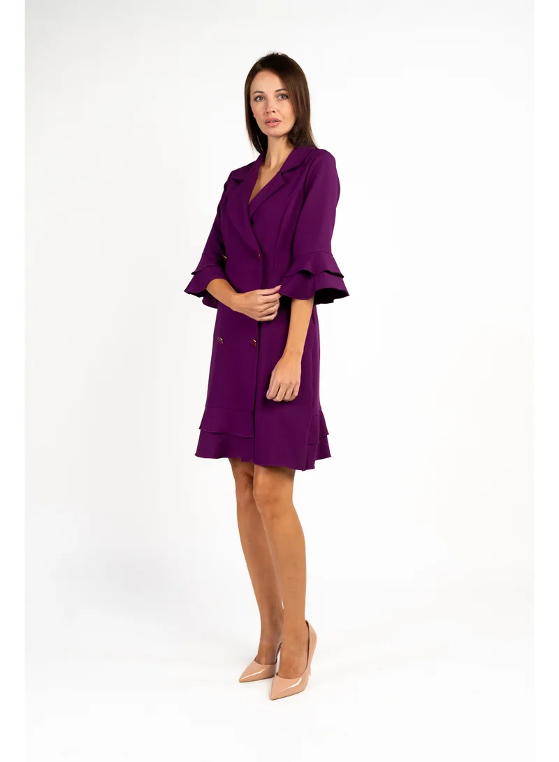 Fashonara royal purple Ruffled Purple Blazer Dress for Women | Best Price UAE