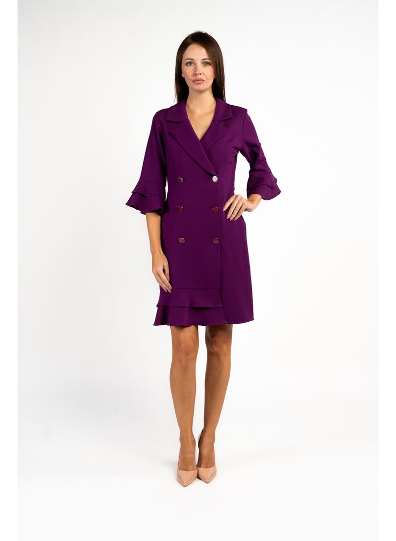 فاشونارا فستان بليزر بنفسجي مع كشكشة - Image 1