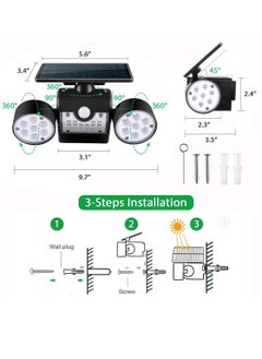 Excefore Solar Lights Outdoor 30 LED Solar Security Light with Motion Sensor Dual Head Spotlights IP65 Waterproof 360° Adjustable LED Solar Motion Lights for Front Door Garage Patio Deck, 1 Pack  - Image 3