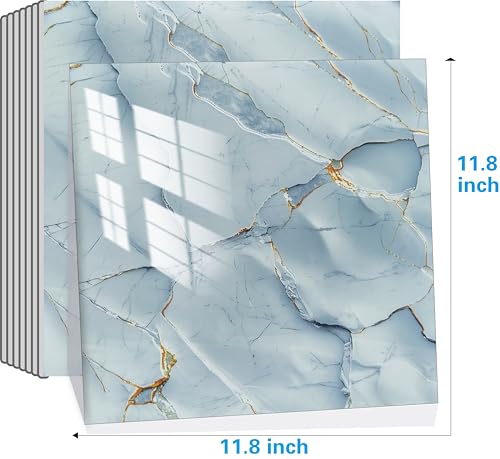 SHOWCOLOUR 10 Sheets Peel and Stick Backsplash Marble 12X12 Self Adhesive Wall Tile Back Splashes for Kitchen Bathroom 1 Ink Cracks - Image 3