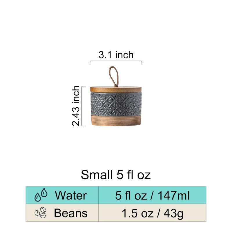 Miamolo Small Ceramic Jar with Lid, Coffee Container Kitchen Food Storage Jars for Sugar Tea Bag, Stackable Decorative Spice Jars for Countertop Coffee Bar Accessories- Gray & 5 fl.oz - Image 3