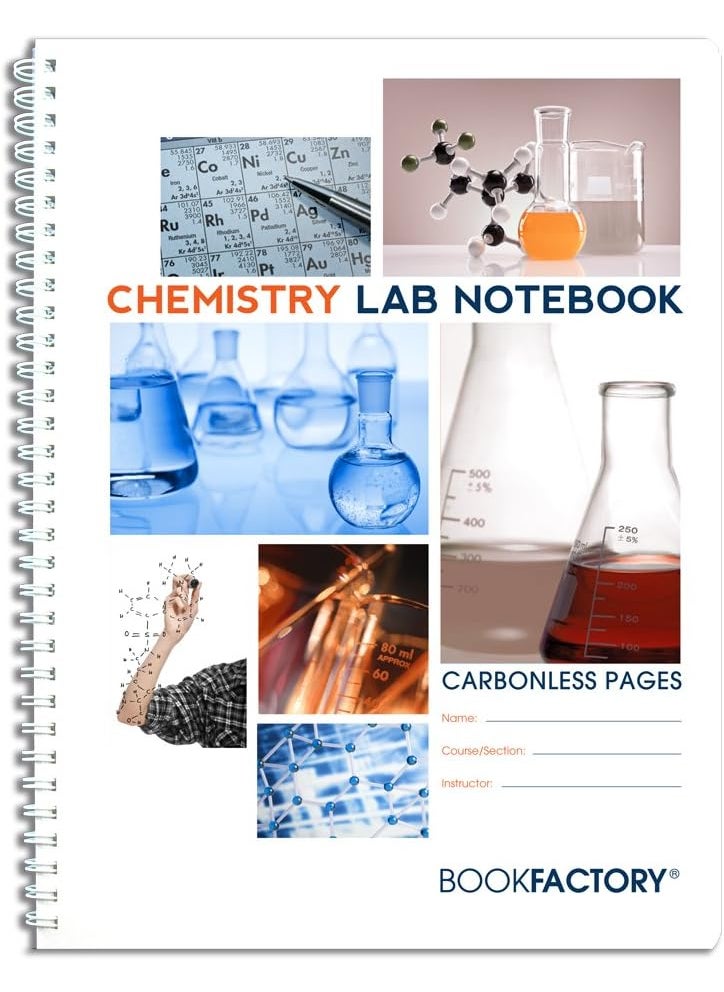 BookFactory BookFactory Carbonless Chemistry Lab Notebook  50 Sets of Pages 85 X 11 Duplicator  Scientific Grid Pages Durable Translucent Cover WireO Binding LAB0507GWD Chemistry  - Image 1