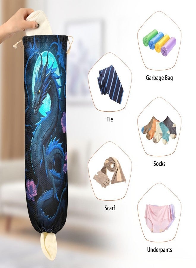 YETTASBIN Dragon Plastic Bag Holder, Reusable Grocery Bag Holder Versatile Wall Mount Storage Bag Dispenser with Drawstring for Home Kitchen Decor 1 Pack - Image 4